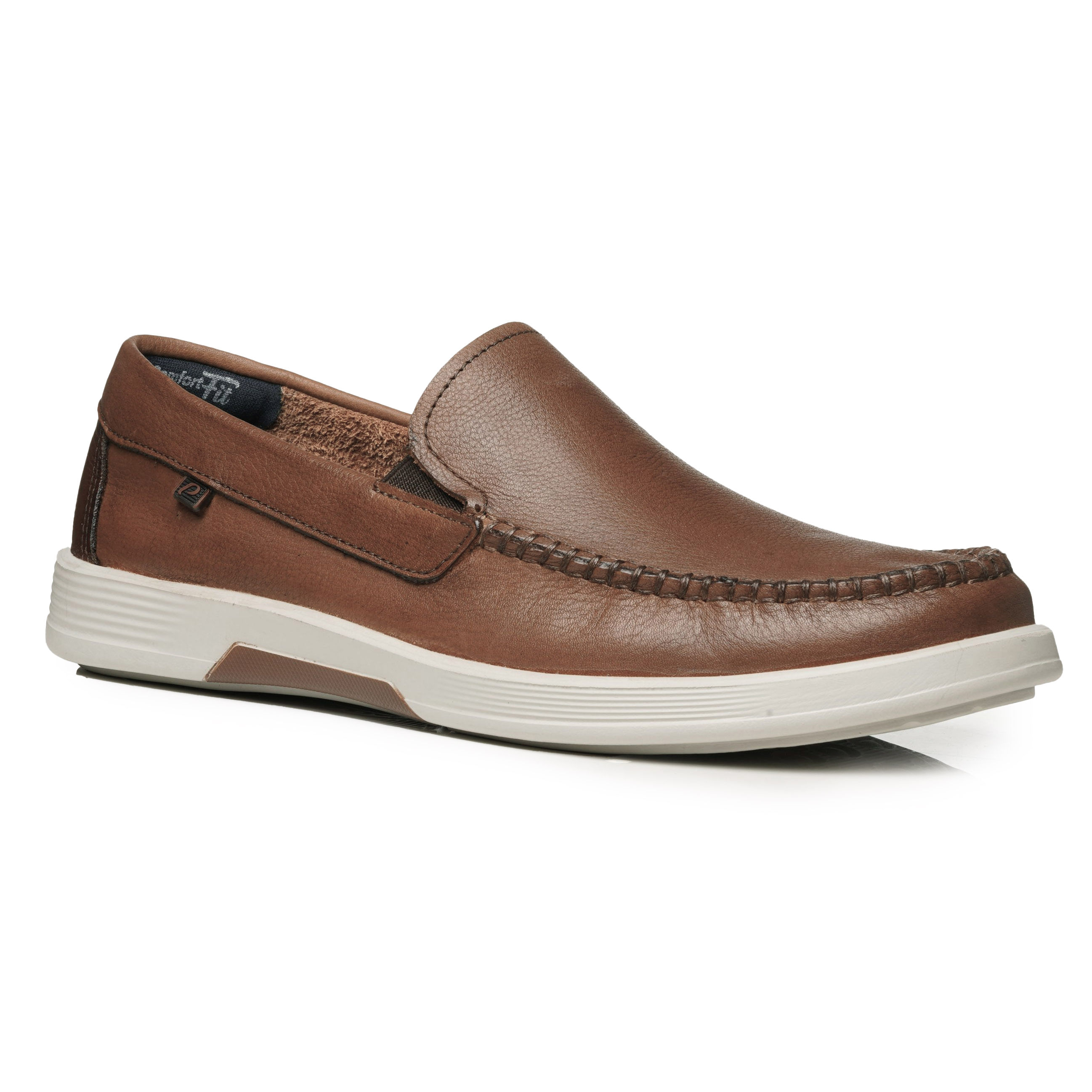 Tênis casual masculino Pegada Pinhão marrom vista frontal direito para ajuste e conforto